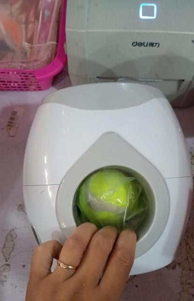 Tennis ball throwing device